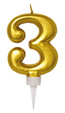 Tårtljus Nummer 3 Guld