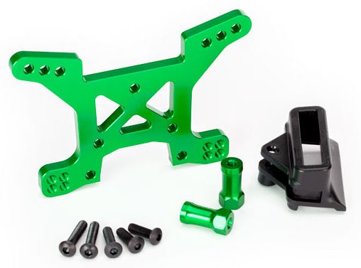 Traxxas 6739G  Shock Tower Front Alu Green Rustler/Hoss 4x4