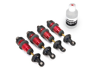 Traxxas 5460r Shocks, GTR aluminum, red-anodized (fully assembled w/o springs) (4)