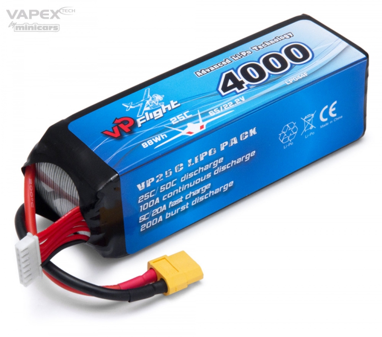 Vapex Li-Po Battery 6S 22,2V 4000mAh 25C XT60-Connector