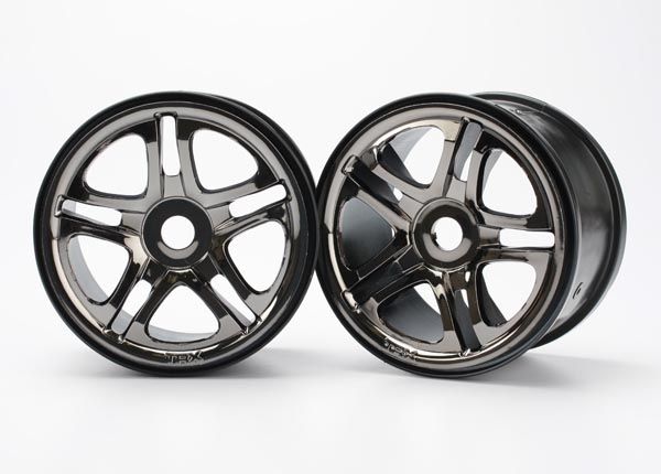 Traxxas 5172A Wheels Split-Spoke Black Chrome (17mm) 3.8" (2)