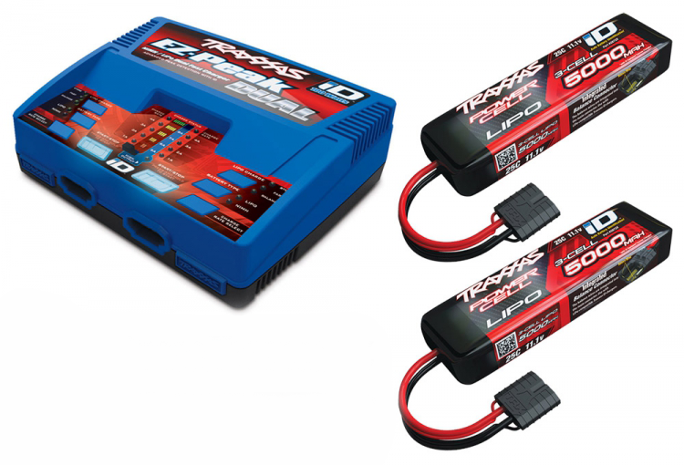 Traxxas 2990GX Charger EX-Peak Dual 8A and 2x3S 5000mAh Battery Combo