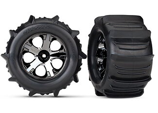 Traxxas 4175 Tires & Wheels Paddel/All-Star Black Chrome 2.8" TSM Front