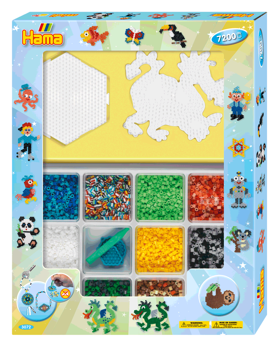 Hama 3072 Midi, Sekalaiset värit ja alustat 7200kpl