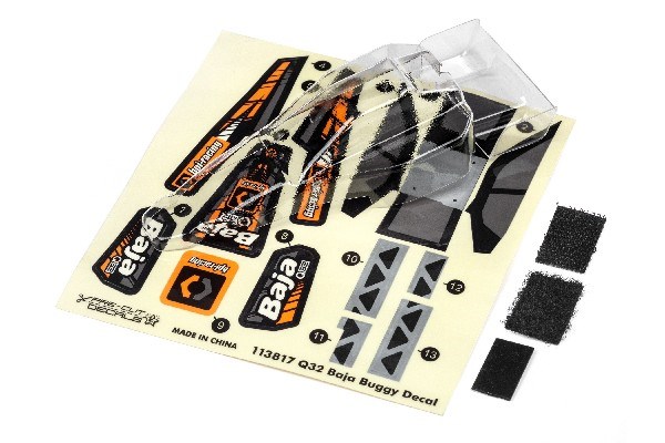 Hpi 114283 q32 baja buggy body and wing set (clear) - 3