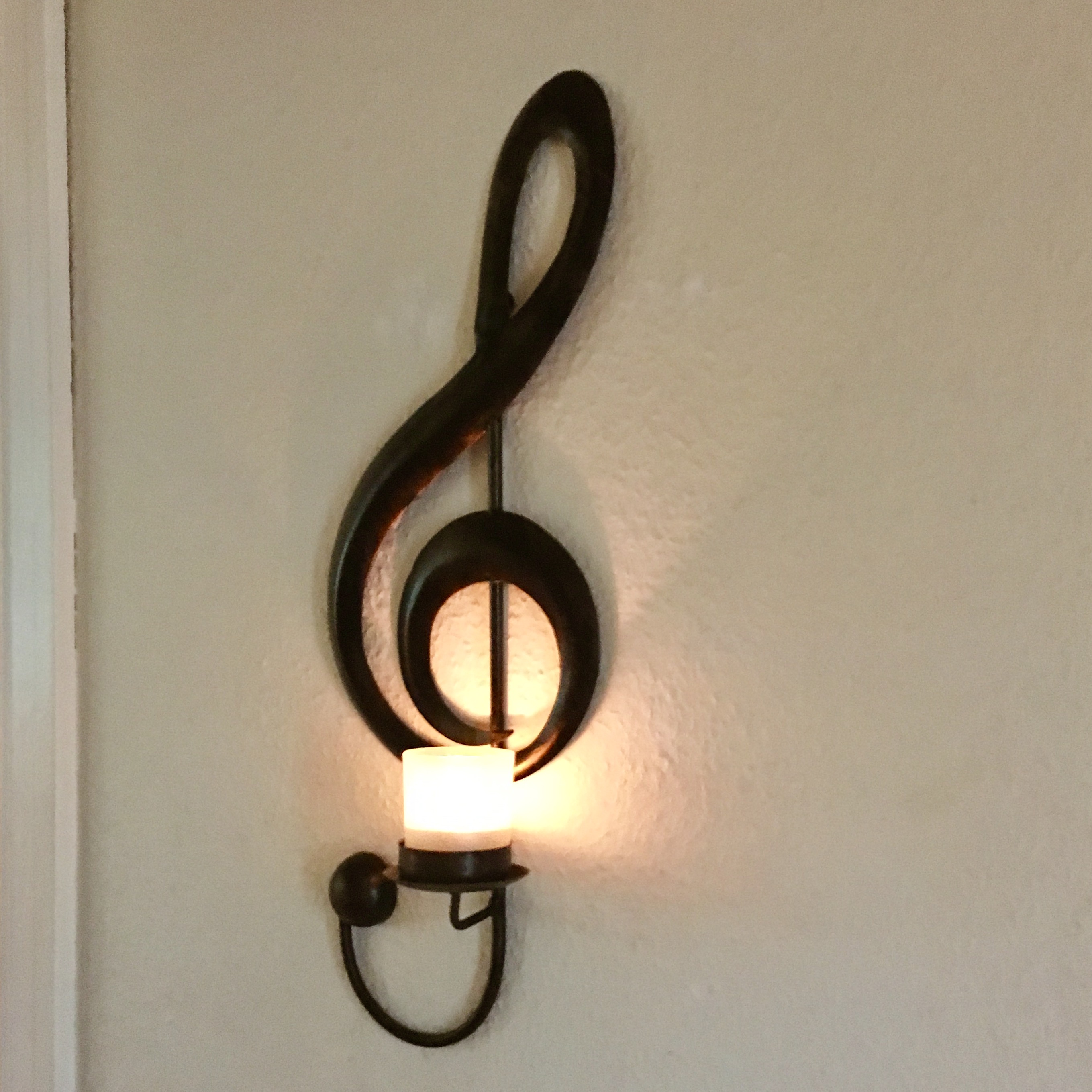 Candlestick G-clef in hammered sheet metal - 2