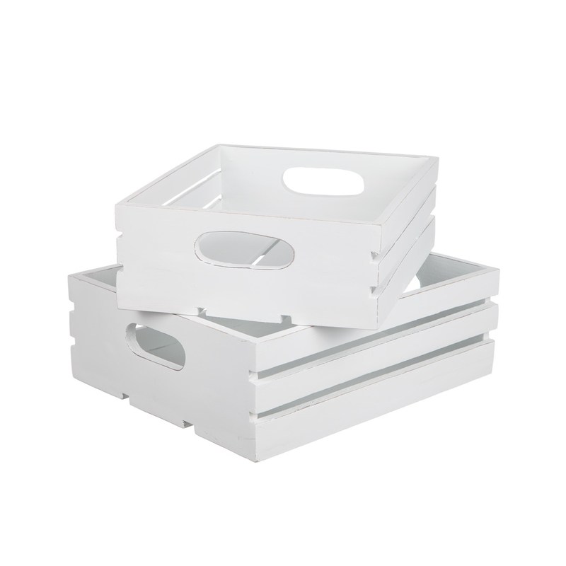 Låda Trä vit 2-pack