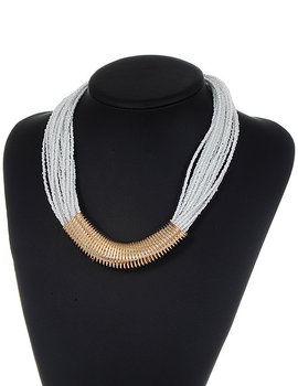 White Bead Gold Necklace