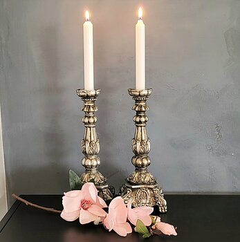 Ljusstake Enya Antik Silver Poly, 32 cm