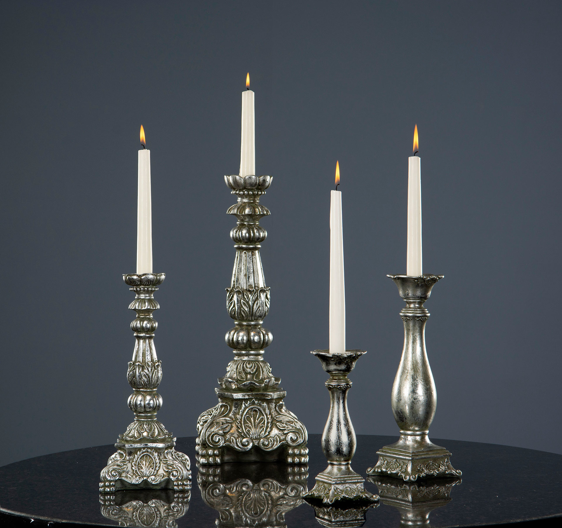 Candlestick Ava Antik Silver Poly 8x21cm - 4