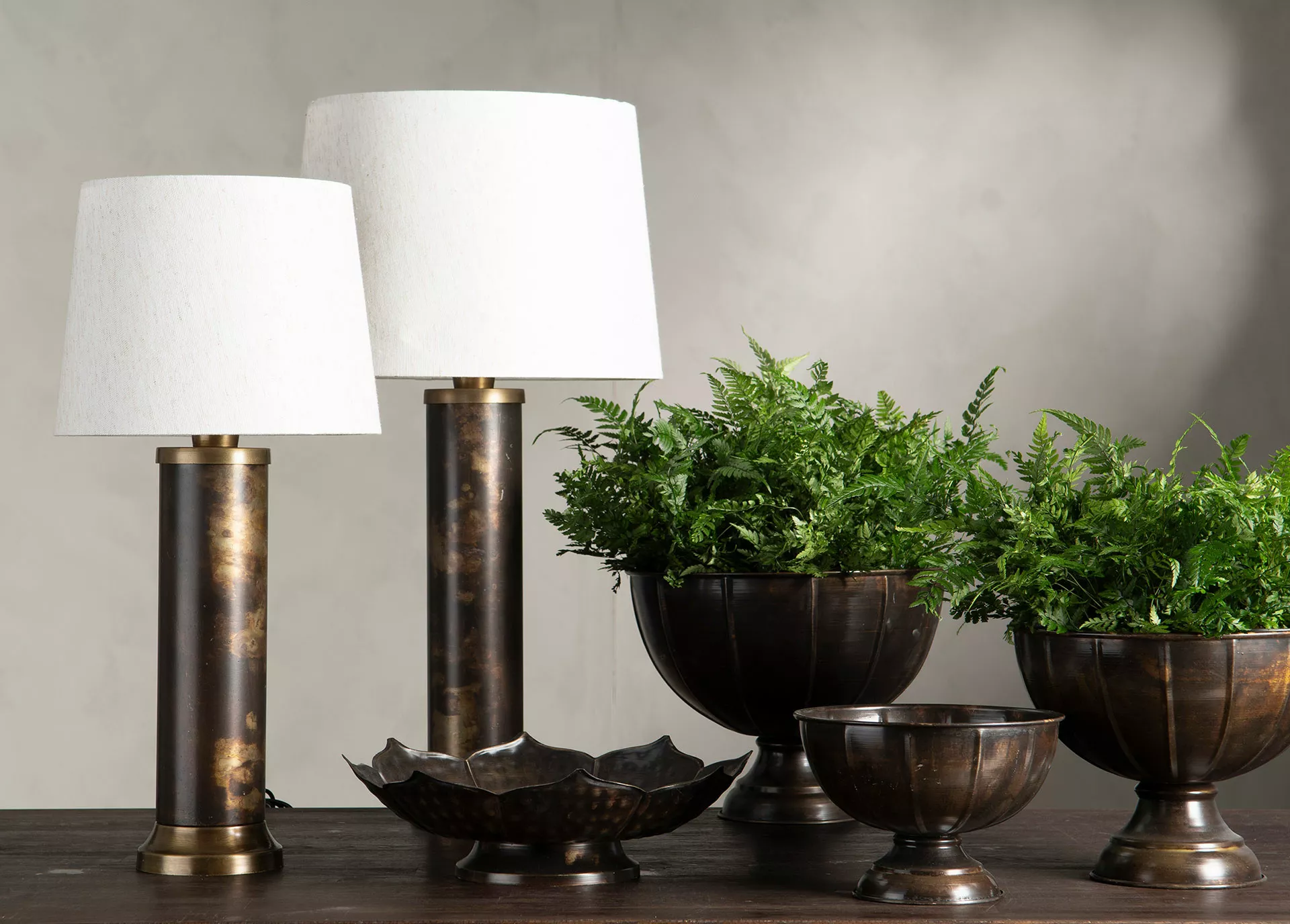 Lampfot Pamela antik mässing/brun, 46 cm - 3