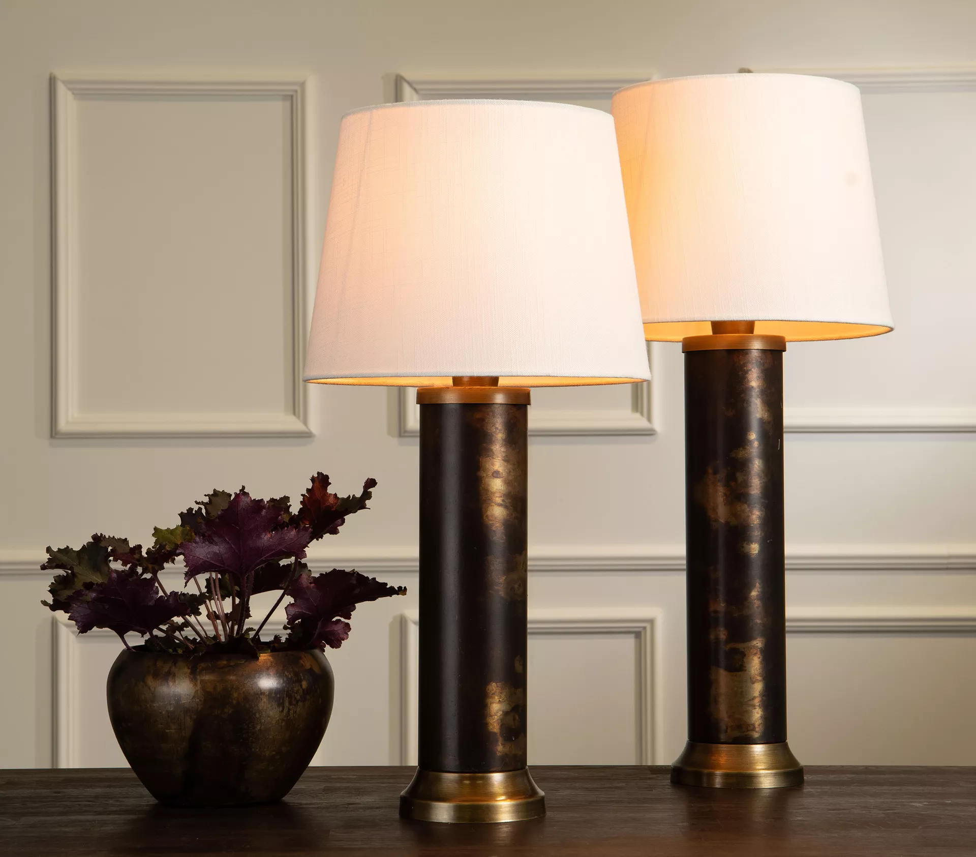 Lampfot Pamela antik mässing/brun, 46 cm