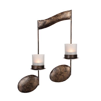 Candle lantern Double Note in hammered sheet metal