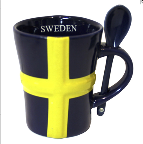 Mug with spoon Sweden Flag 10,5cm