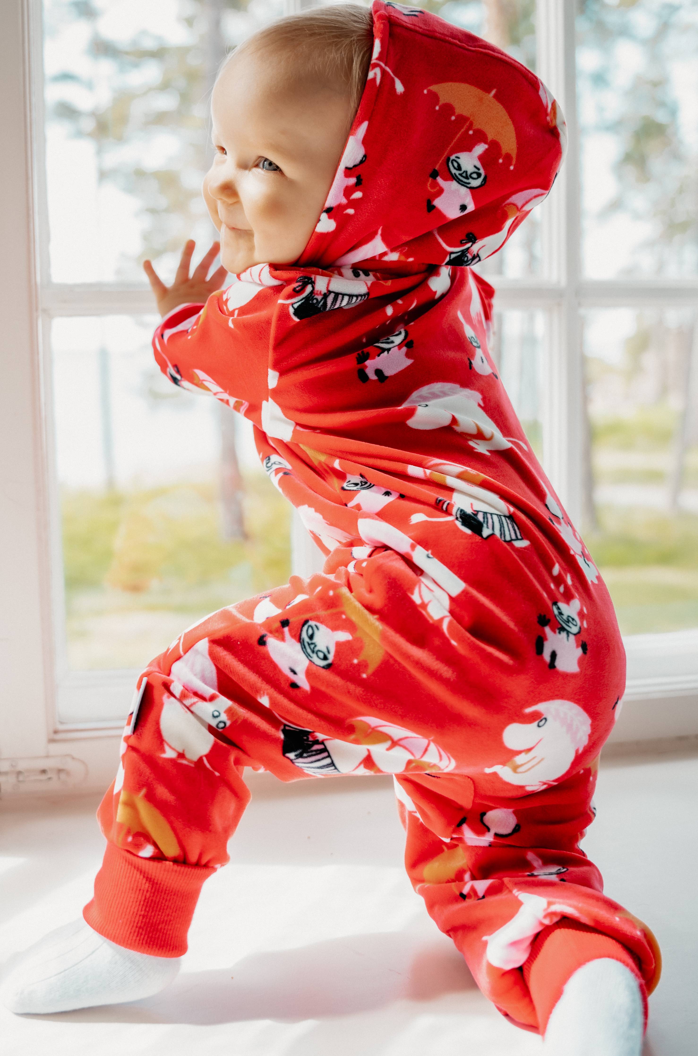 Mumin regndag Velour Overall röd