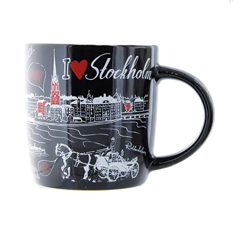 Mug Stockholm drawings black