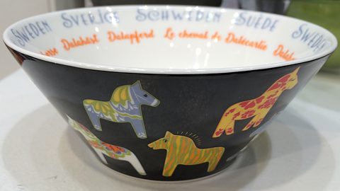 Coffeemug & bowl dalahorsepattern black