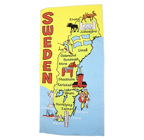 Beach Towel Sweden Map