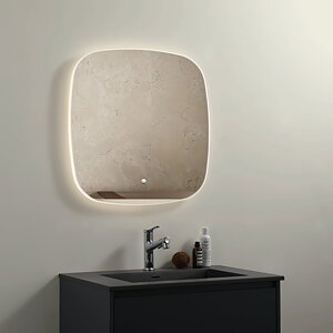 Vannitoa peegel LED, ruudukujuline, ümarate nurkadega 80 x 80 cm