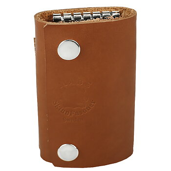 Key holder with compartment in cognac