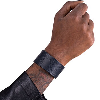 Leather Bracelet skully, blue