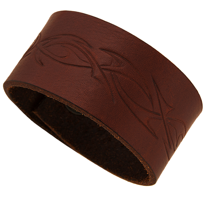 Leather bracelet Tribal brown