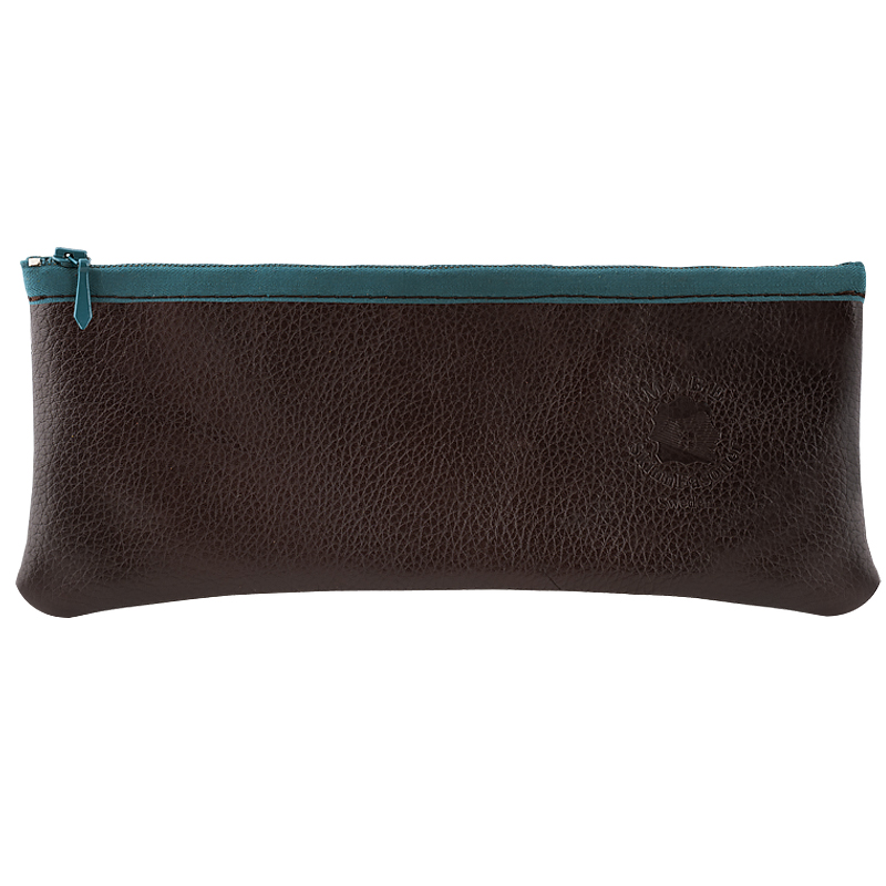 Pen case in genuine leather dark brown - 2