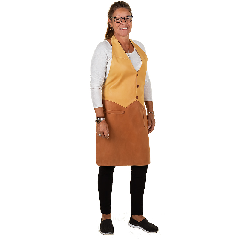Vest apron Luxus nature/cognac