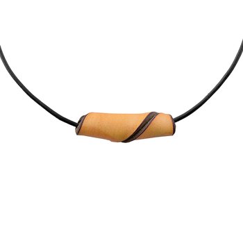 Leather necklace with yellow pearl