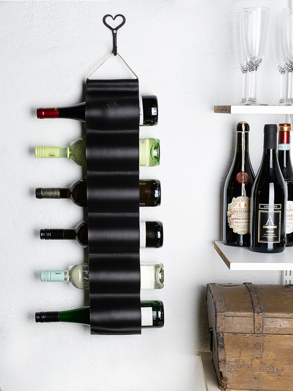 Wine rack 6-compartment black 