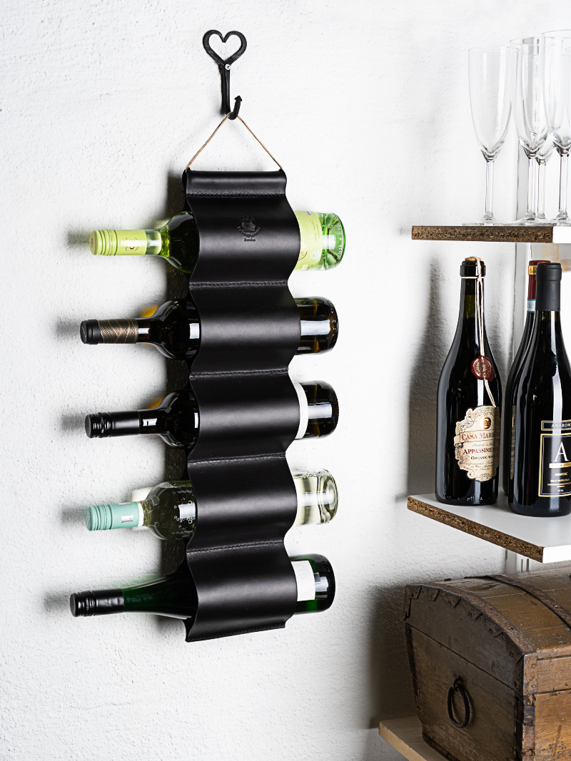 Wine rack 5-compartment black 
