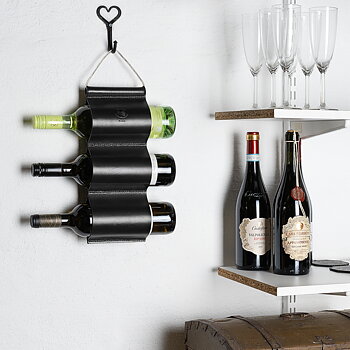 Wine rack 3-compartment black 