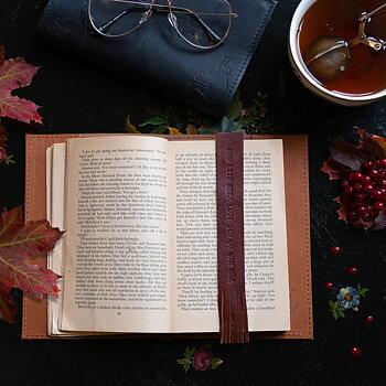 Book cover in leather dragon cognac