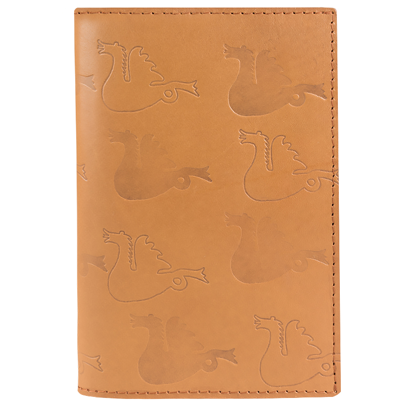 Book cover in leather dragon cognac