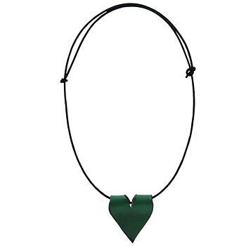 Leather Necklace Green Heart