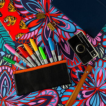 Pencil case in genuine leather Black