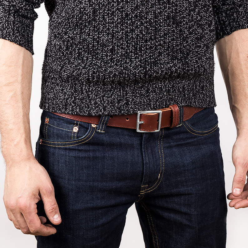 Leather belt B silver nickel free - 2