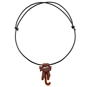 Leather Necklace  brown cat
