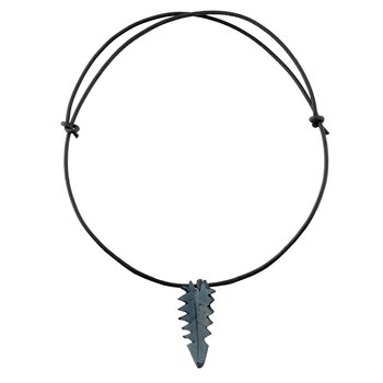 Leather Necklace blue leaf