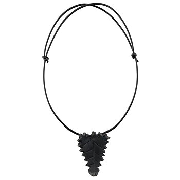 Leather Necklace black leaf