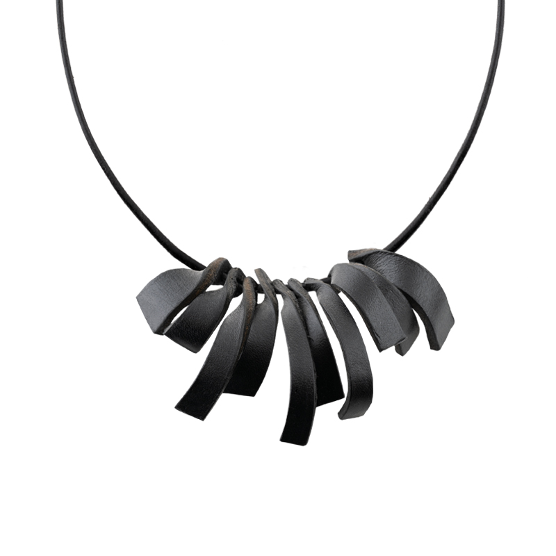Leather Necklace black  - 2
