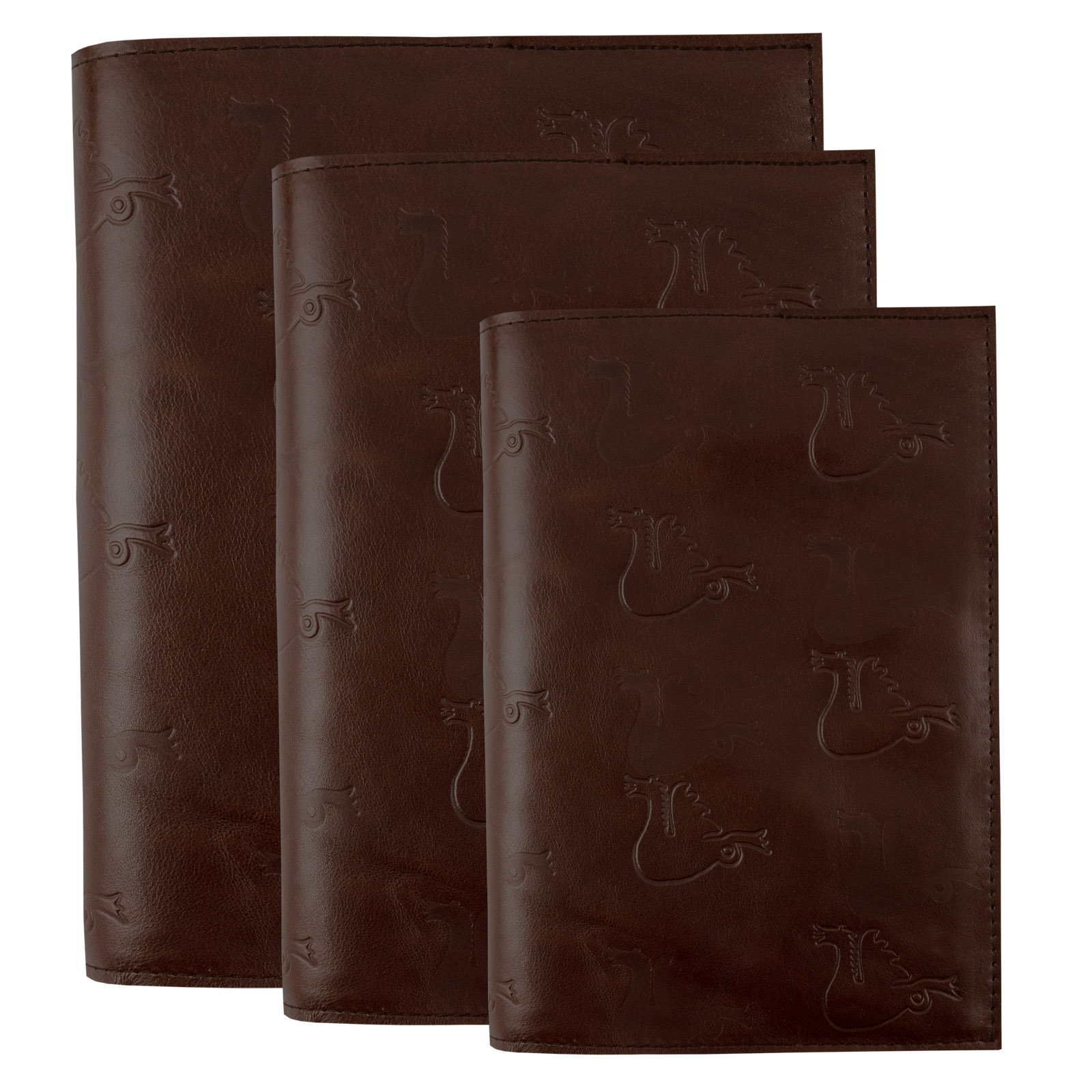 Book cover in leather Dragon mahogny