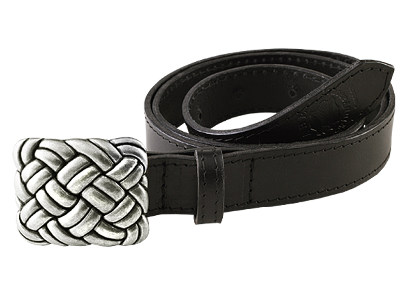 Leather belt R silver