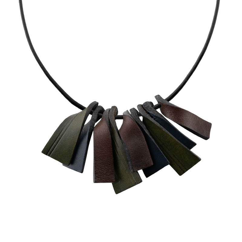Leather Necklace dark mix - 2