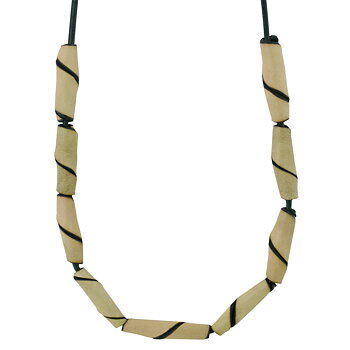 Leather necklace with light green pearls