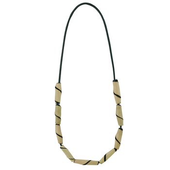 Leather necklace with light green pearls