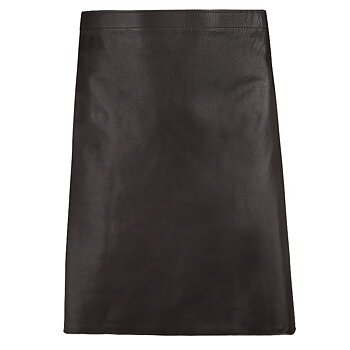 Long serving apron in leather with textile strap,cafe noir