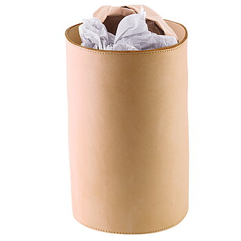Paper bin in genuine leather Nature