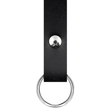Nyckelband i läder Svart 21 cm