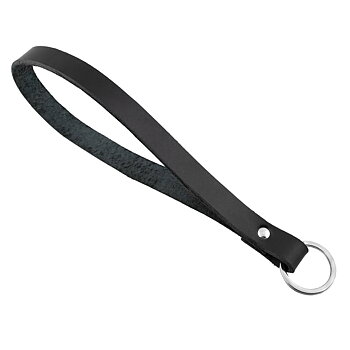 Nyckelband i läder Svart 21 cm